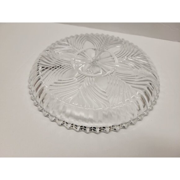 7" Round Glass Vintage 3 Compartment Serving Dish Appetizer Tray - Picture 7 of 8